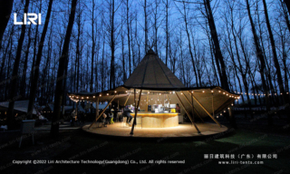 72-person tipi tent night light source