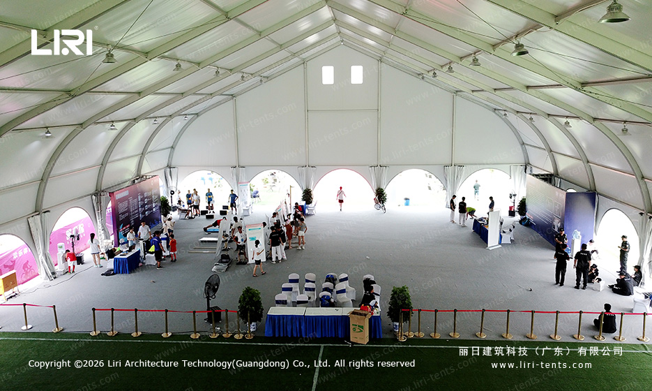 Trade Show Exhibition Inside a Clear-Span Canopy