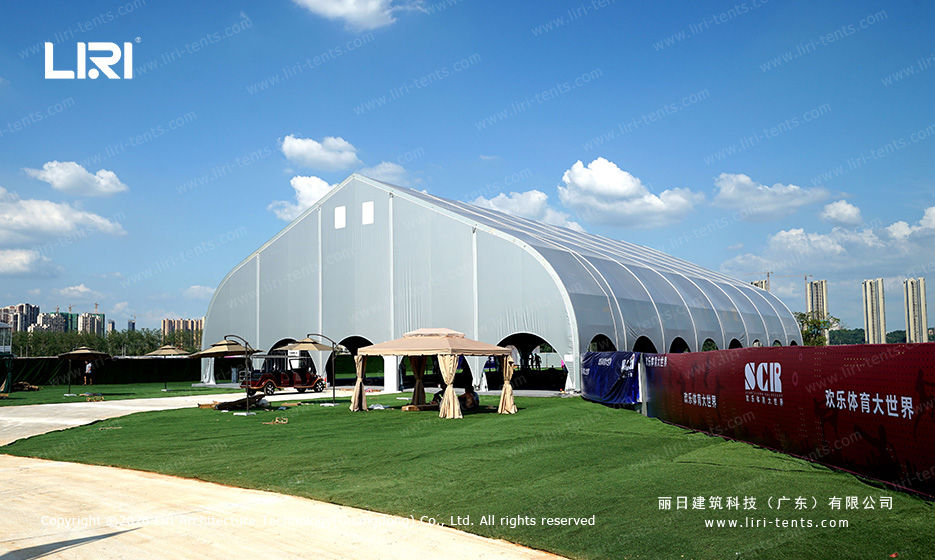Modular TFS Structure Tent with Lounge and City Backdrop