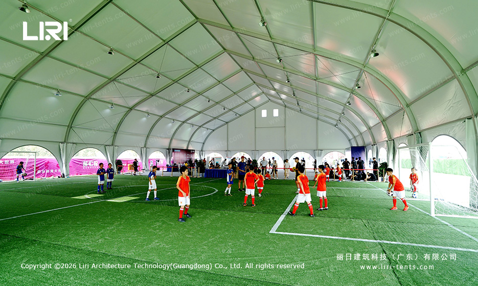 Youth Academy Drills Under a Clear-Span Canopy