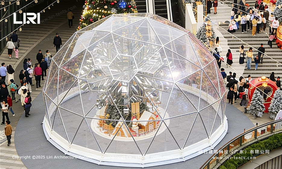 Geodesic Dome Tent Wide Exterior Evening Setting