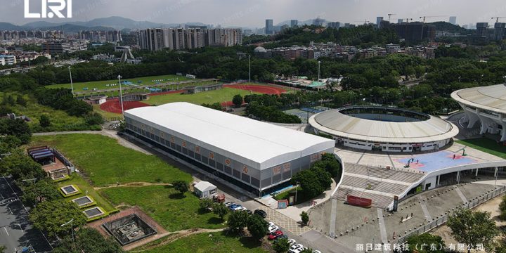 20.5m x 118m Tennis Court Shelter: Clear Span Aluminum Sports Hall