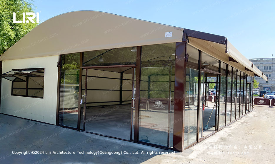 Curved Ceiling Glass Wall Commercial Party Tent Interior 150 sqm
