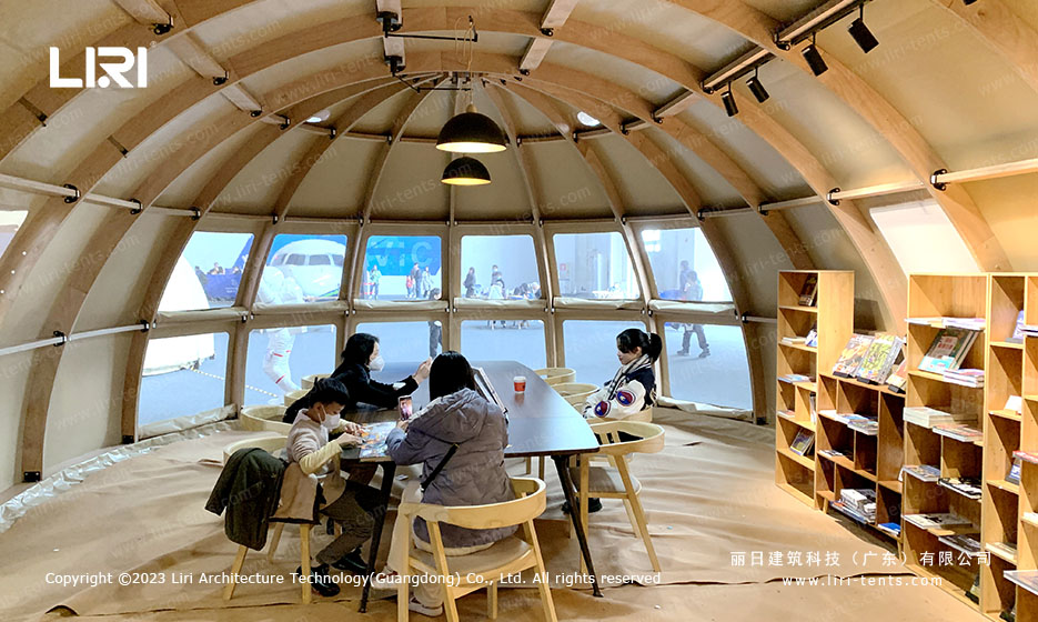 glamping style tepee tent deployed at aviation trade fair