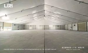 Large clear span hangar tent interior space