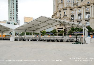 Award Ceremony Party Tent for Outdoor Plazas | A White A-Frame Setup for a Coastal Gala