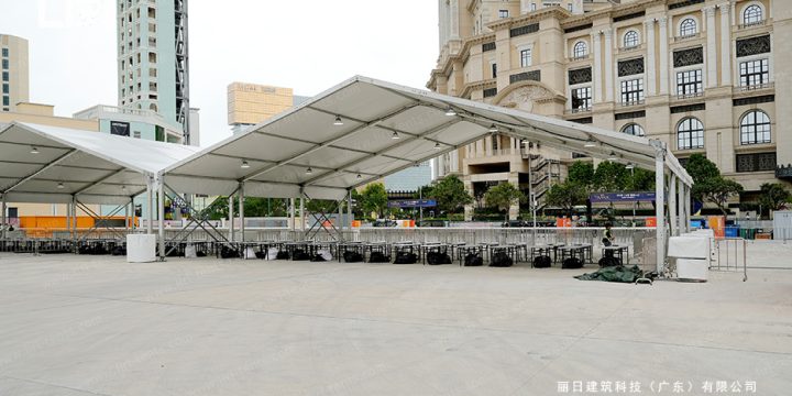 Award Ceremony Party Tent for Outdoor Plazas | A White A-Frame Setup for a Coastal Gala