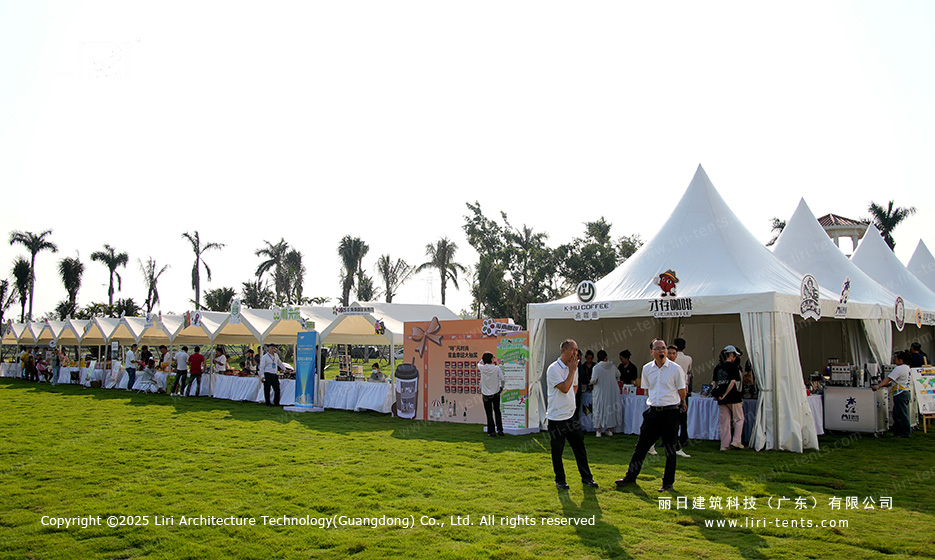 Side walkway with event branding along the tent